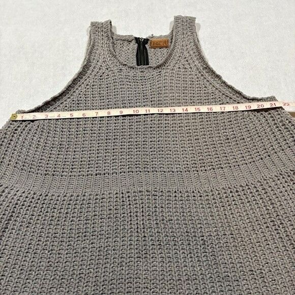 POL Womens Large Gray Chenille Chunky Knit Tank Top Boho Sleeveless - Picture 3 of 8